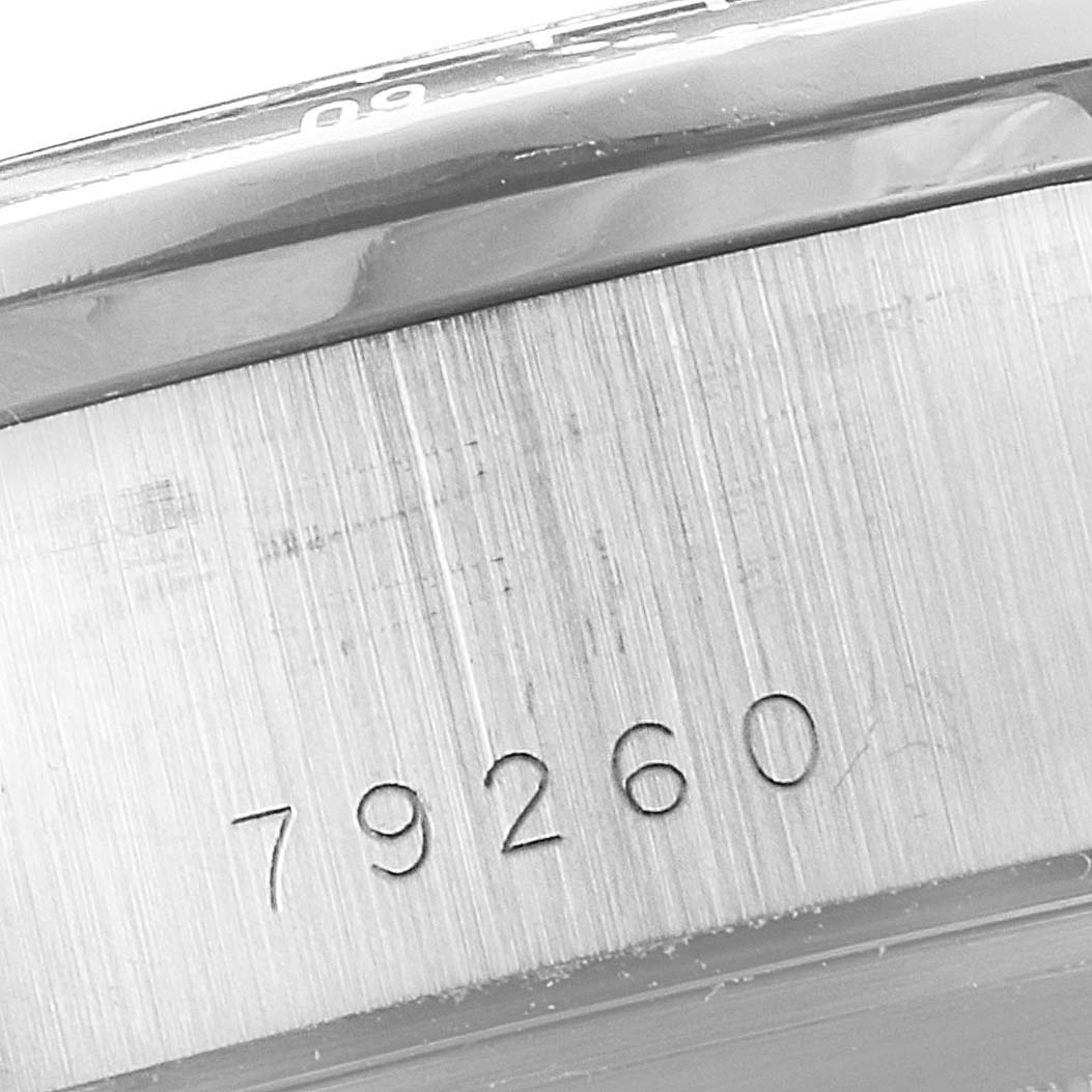 The image shows the caseback of a Tudor Tiger 79260 Men's Stainless Steel Yellow Dial 79260 Men's Stainless Steel Yellow Dial model watch, highlighting the serial number "79260".