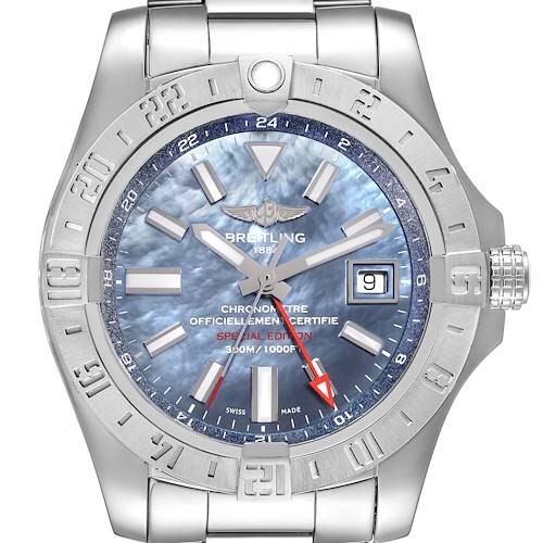 Photo of Breitling Avenger II GMT Blue Mother of Pearl Dial Mens Watch A32390