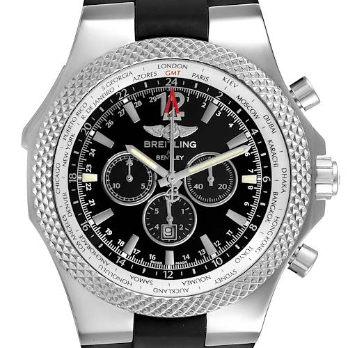 Photo of Breitling Bentley GMT Black Dial Steel Mens Watch A47362 Box Papers