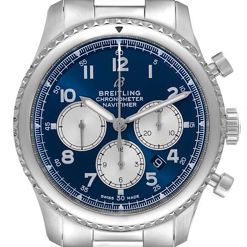 Photo of Breitling Navitimer Aviator 8 B01 Blue Dial Steel Mens Watch AB0117 Box Papers