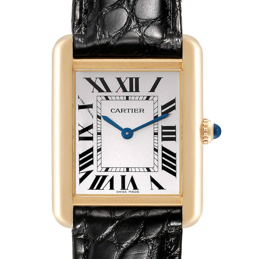 Cartier Tank Solo Small Yellow Gold Steel Ladies Watch W1018755 Card SwissWatchExpo