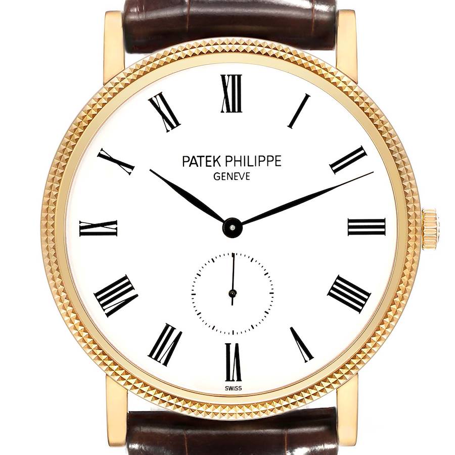 Patek Philippe Calatrava Yellow Gold White Dial Mens Watch 5119 SwissWatchExpo