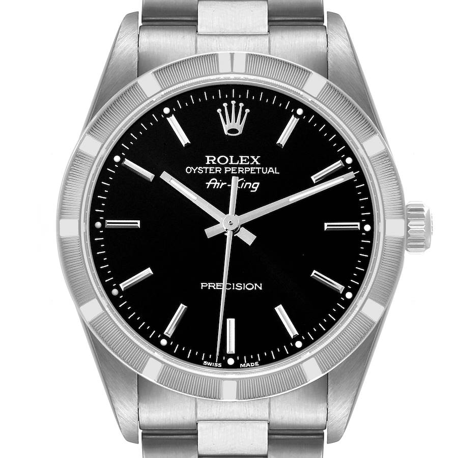 Rolex Air King 34 Black Dial Oyster Bracelet Steel Mens Watch 14010 Papers SwissWatchExpo