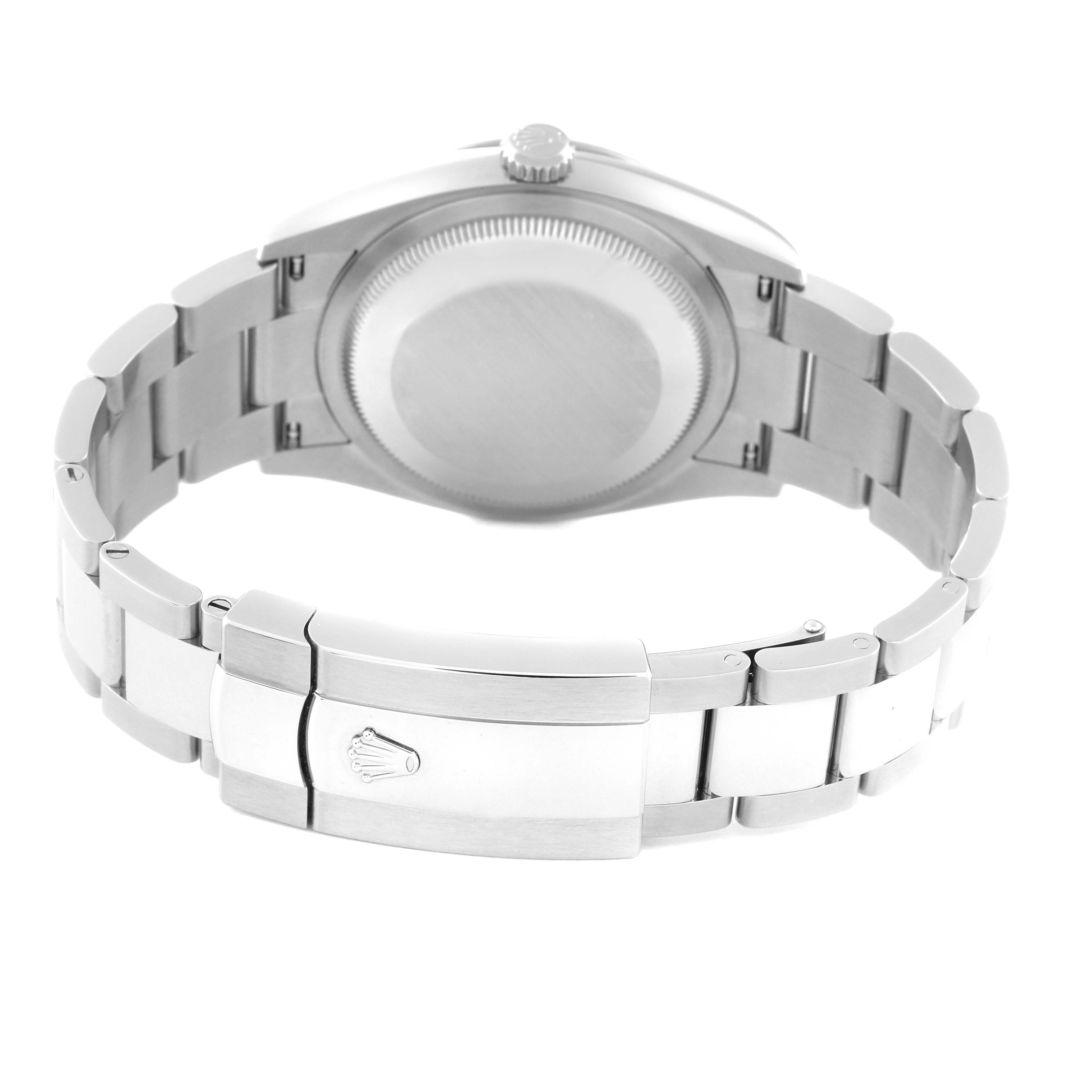 The image shows the back of a Rolex Datejust 126234 Men's Stainless Steel Grey Dial 126234 Men's Stainless Steel Grey Dial watch, highlighting the clasp, bracelet, and caseback.