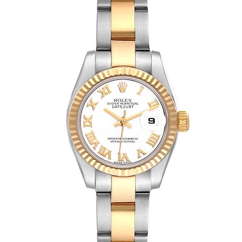 Photo of Rolex Datejust Steel Yellow Gold White Roman Dial Ladies Watch 179173