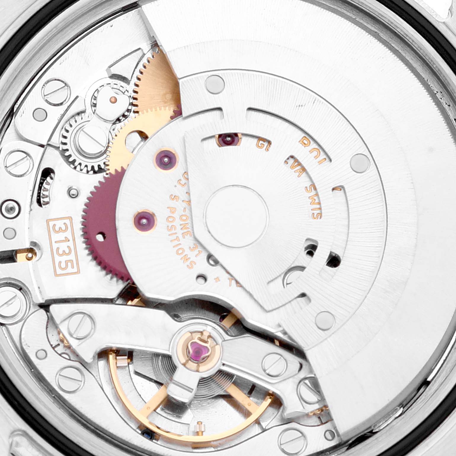 This image shows the intricate inner workings of the Rolex Turn-o-Graph 116264 Men's Stainless Steel Blue Dial 116264 Men's Stainless Steel Blue Dial watch movement from the back angle.