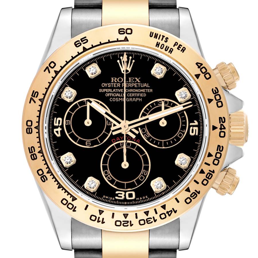 Rolex Daytona Steel Yellow Gold Serti Diamond Dial Mens Watch 116503 Box Card SwissWatchExpo