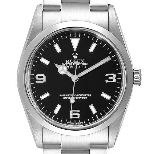 Photo of Rolex Explorer I Black Dial Stainless Steel Mens Watch 114270 Box