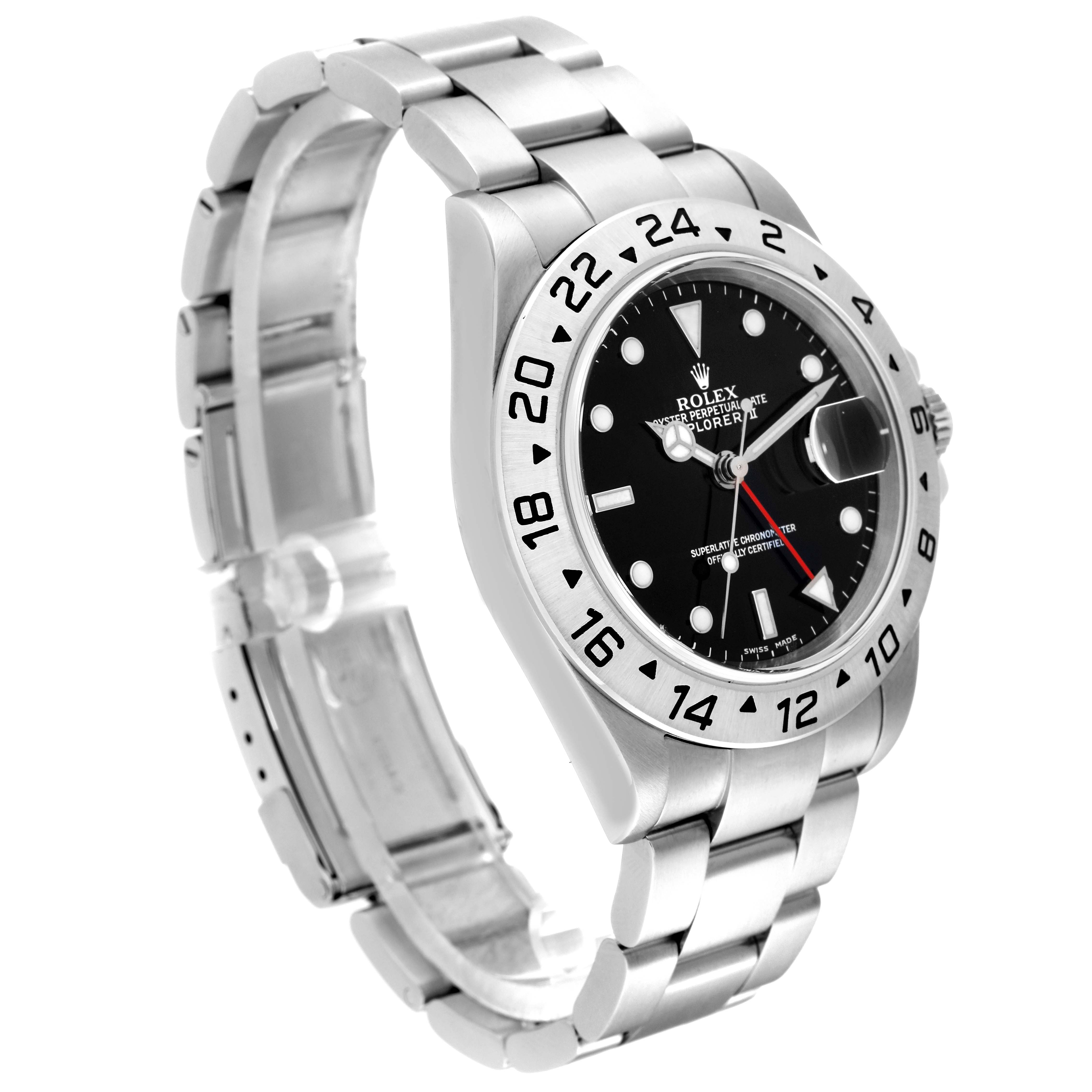 The Rolex Explorer 16570 Men
s Stainless Steel Black Dial 16570 Men
s Stainless Steel Black Dial watch is shown at a slight oblique angle displaying the face, bezel, crown, and metal bracelet.