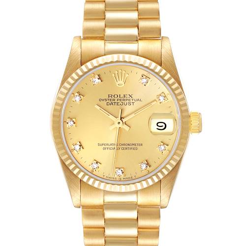 Photo of Rolex President Midsize Yellow Gold Diamond Dial Ladies Watch 68278