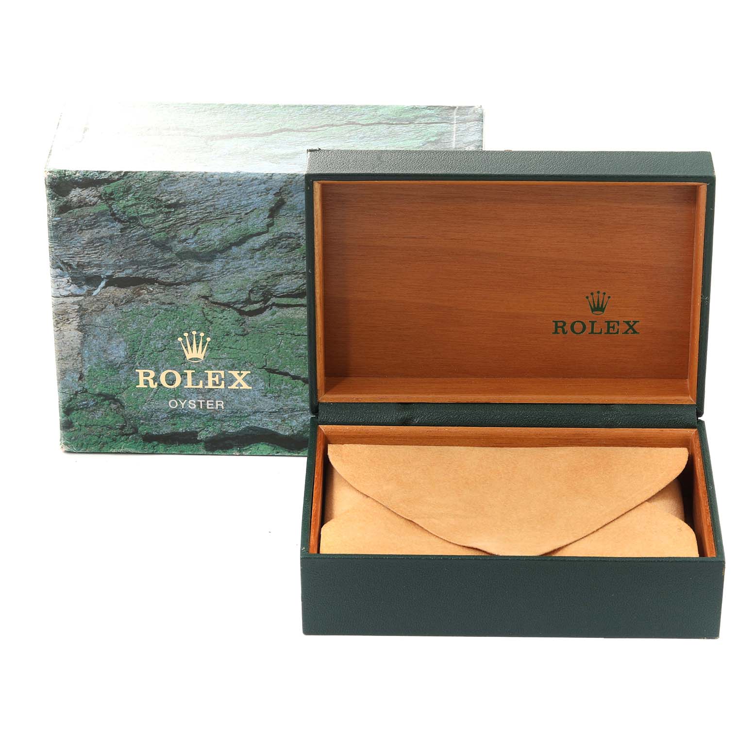 The image shows the packaging box and the inner case for a Rolex President 68278 Women's Yellow Gold Champagne Dial 68278 Women's Yellow Gold Champagne Dial model watch.