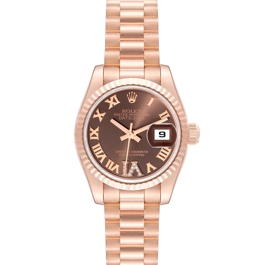 Rolex President Rose Gold Diamond Ladies Watch 179175 Box Card SwissWatchExpo