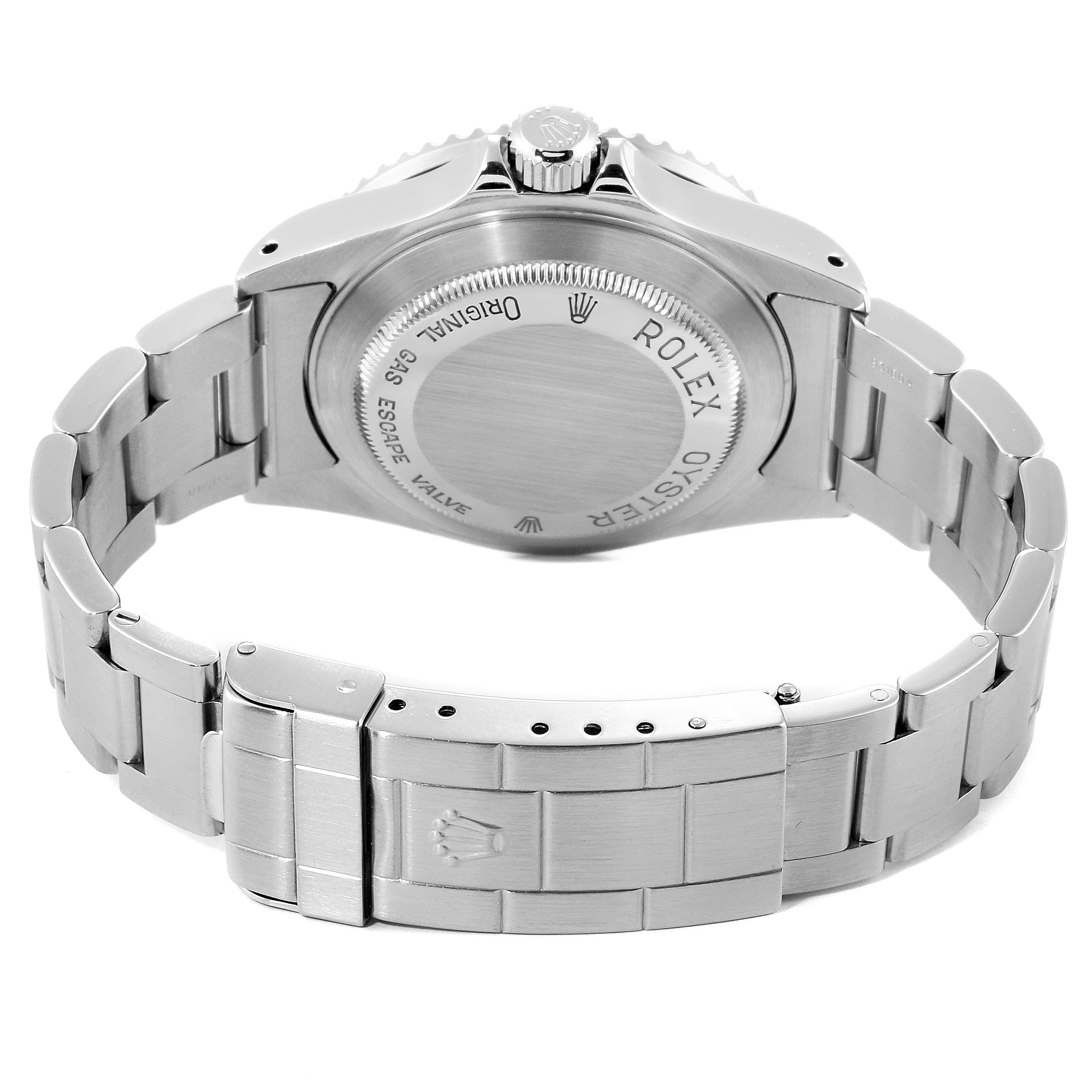 The image shows the back case and bracelet of a Rolex Sea-Dweller 16600 Men
s Stainless Steel Black Dial 16600 Men
s Stainless Steel Black Dial watch, viewed from the rear.