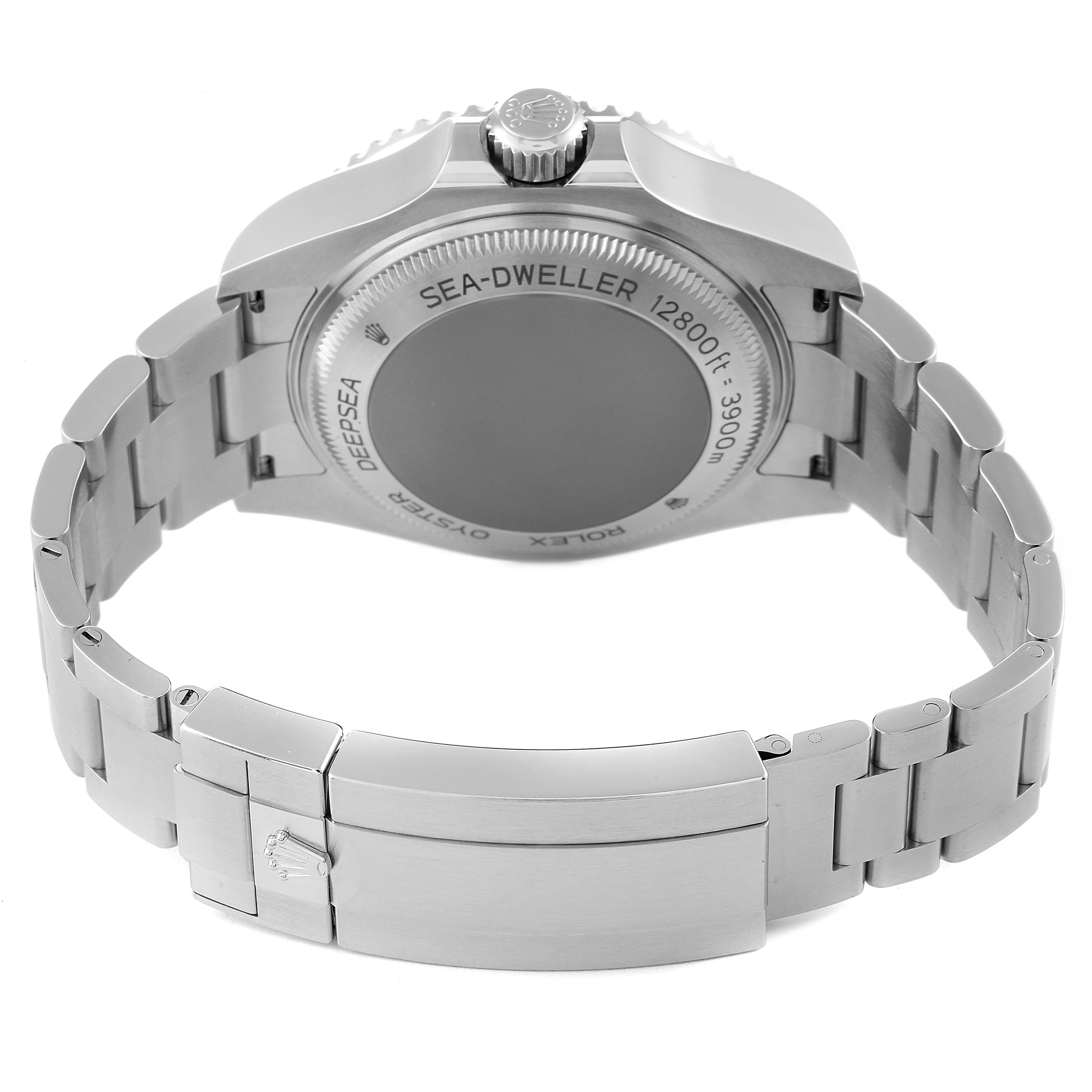 The image shows the back case and bracelet of a Rolex Sea-Dweller 126660 Men's Stainless Steel Blue Dial 126660 Men's Stainless Steel Blue Dial watch from a slightly angled rear view.