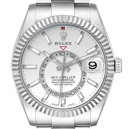 Photo of Rolex Sky-Dweller Steel White Gold Mens Watch 326934 Box Card