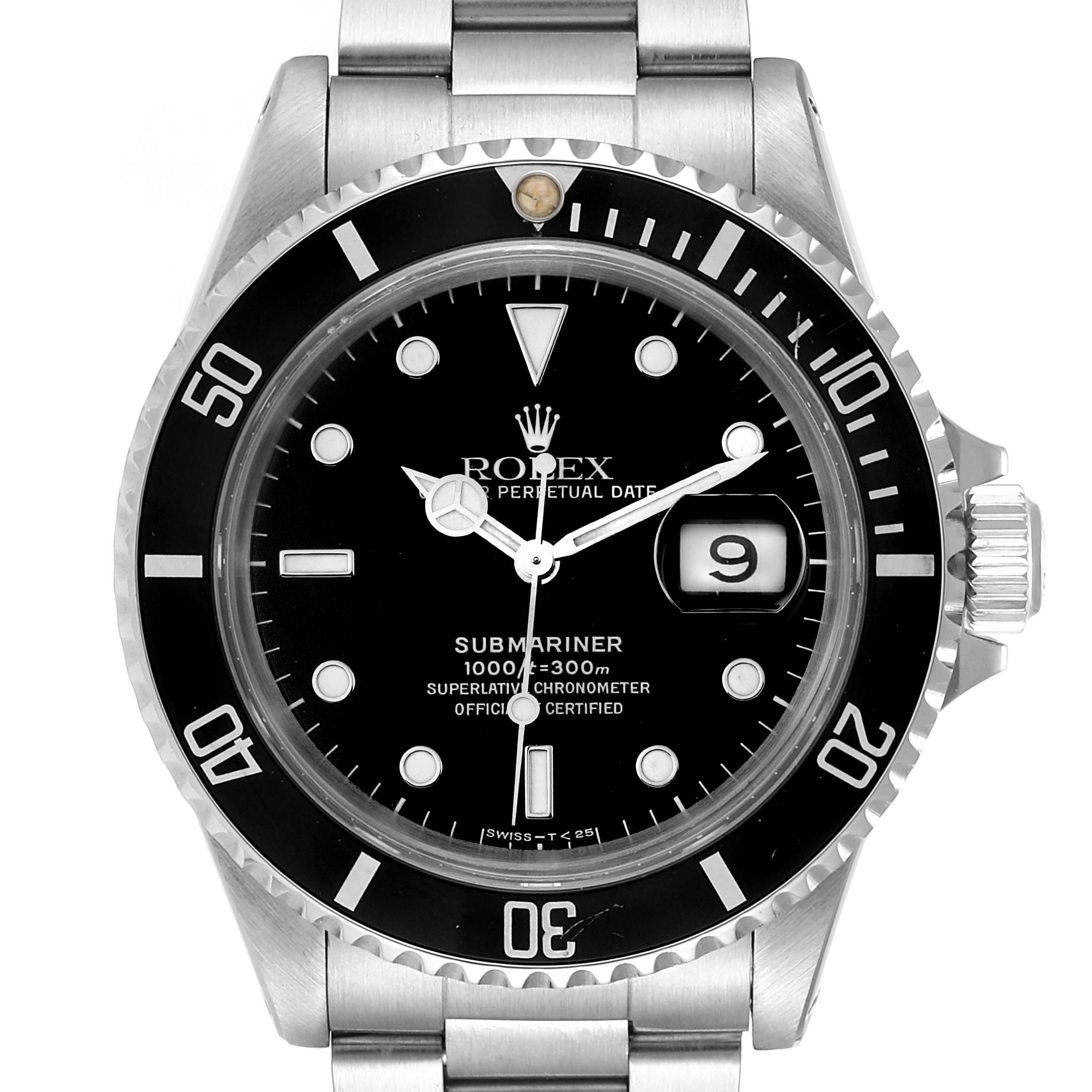 Rolex Submariner Black Dial Stainless Steel Mens Watch 16610