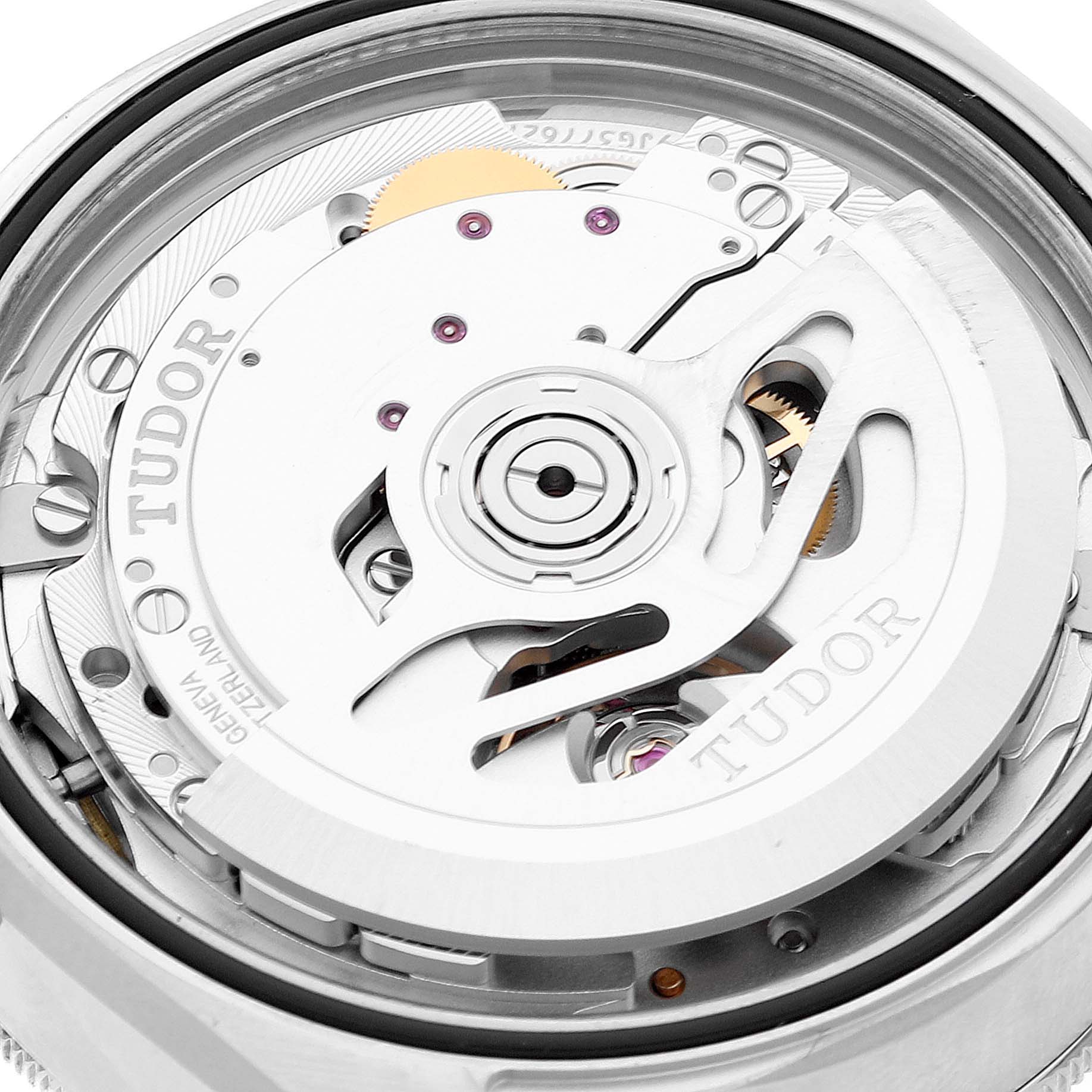 This image shows the inner mechanics of the Tudor Heritage Black Bay 79830RB Men's Stainless Steel Black Dial 79830RB Men's Stainless Steel Black Dial watch from a back angle.