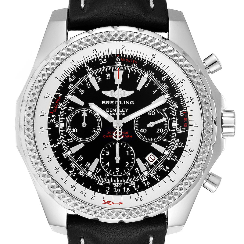 Breitling Bentley Black Dial Chronograph Steel Mens Watch A25362 SwissWatchExpo