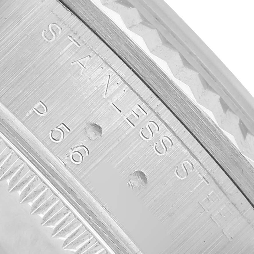 The image shows a close-up of the stainless steel outer edge of the Omega Seamaster 212.30.41.20.03.001 Men's Stainless Steel Blue Dial.