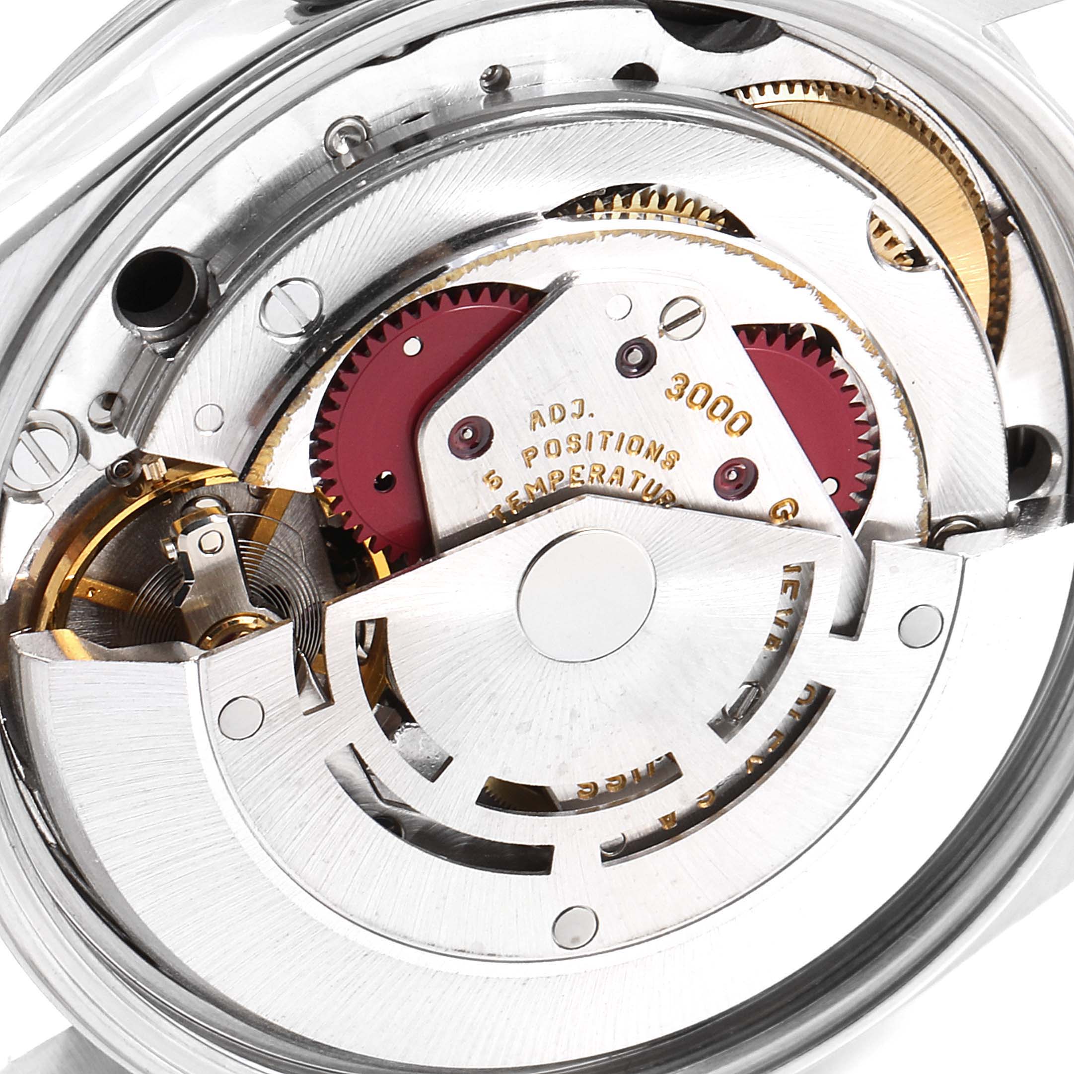 This image shows an internal top view of the Rolex Air-King 14000 Men's Stainless Steel Black Dial 14000 Men's Stainless Steel Black Dial's movement and gears.