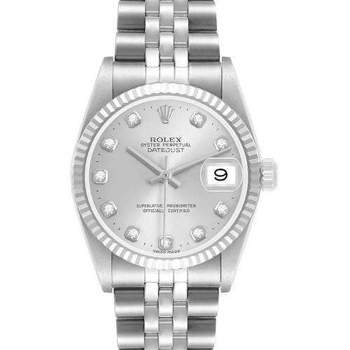 The Rolex Datejust 278274 Women's Stainless Steel Silver Dial watch is shown from the front, displaying the dial, bezel, crown, and bracelet.