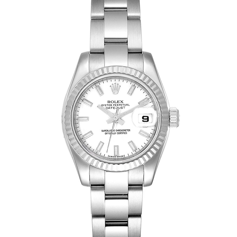 Rolex Datejust Steel White Gold White Dial Ladies Watch 179174 SwissWatchExpo