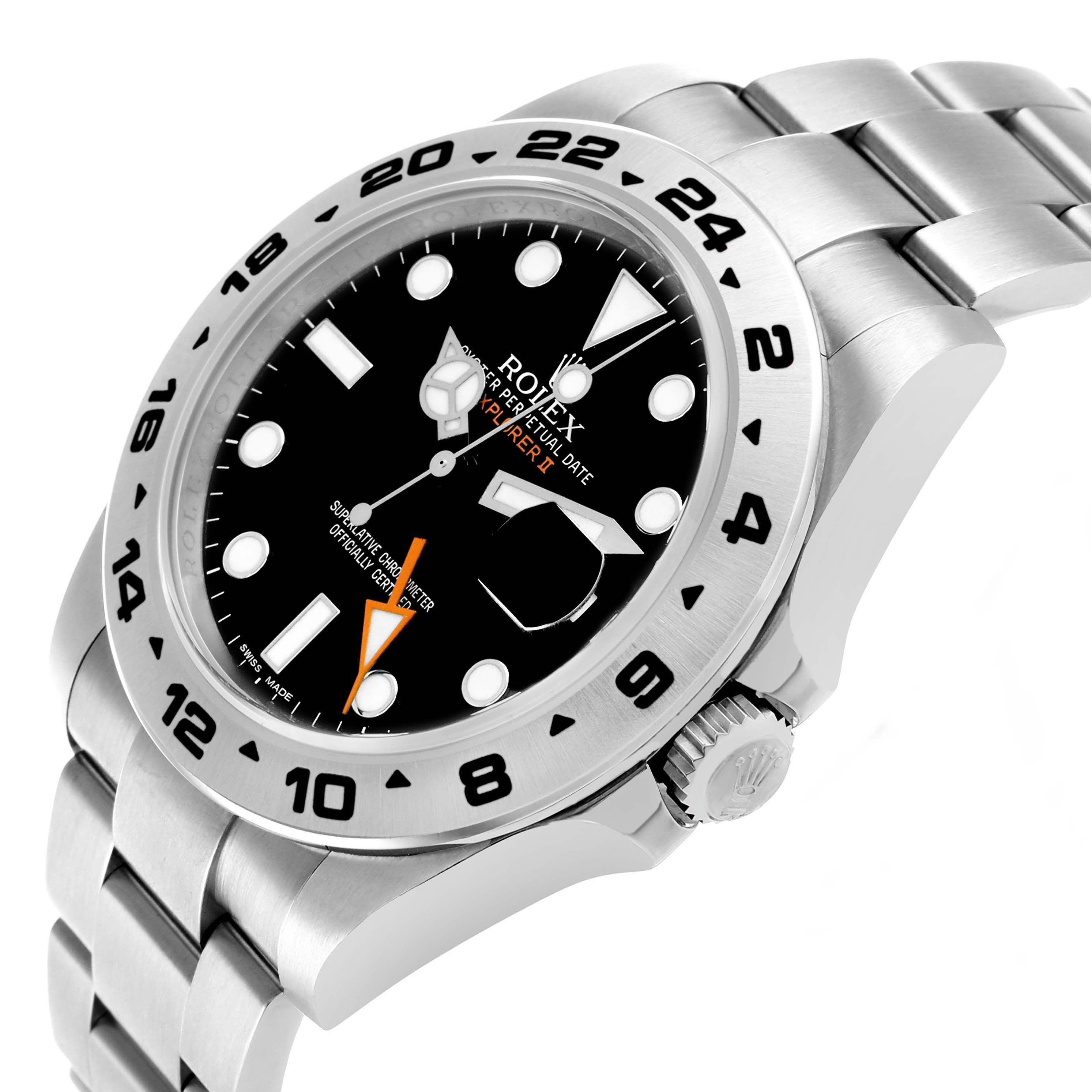 The Rolex Explorer 216570 Men's Stainless Steel Black Dial watch is shown at an angled view, highlighting the dial, bezel, and part of the bracelet.
