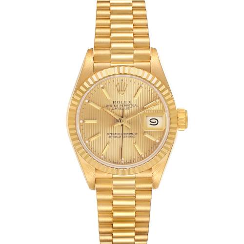 Photo of Rolex President Datejust Yellow Gold Tapestry Dial Ladies Watch 69178