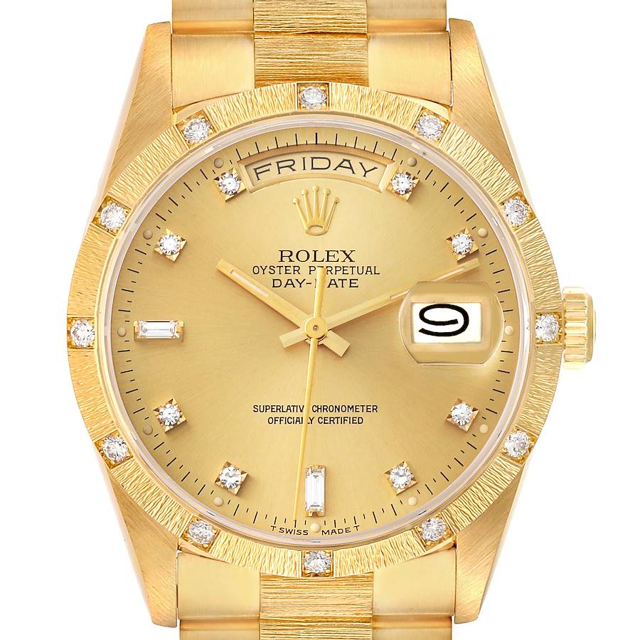 NOT FOR SALE: Rolex President Day-Date 18K Yellow Gold Diamond Mens Watch 18308: Partial Payment SwissWatchExpo