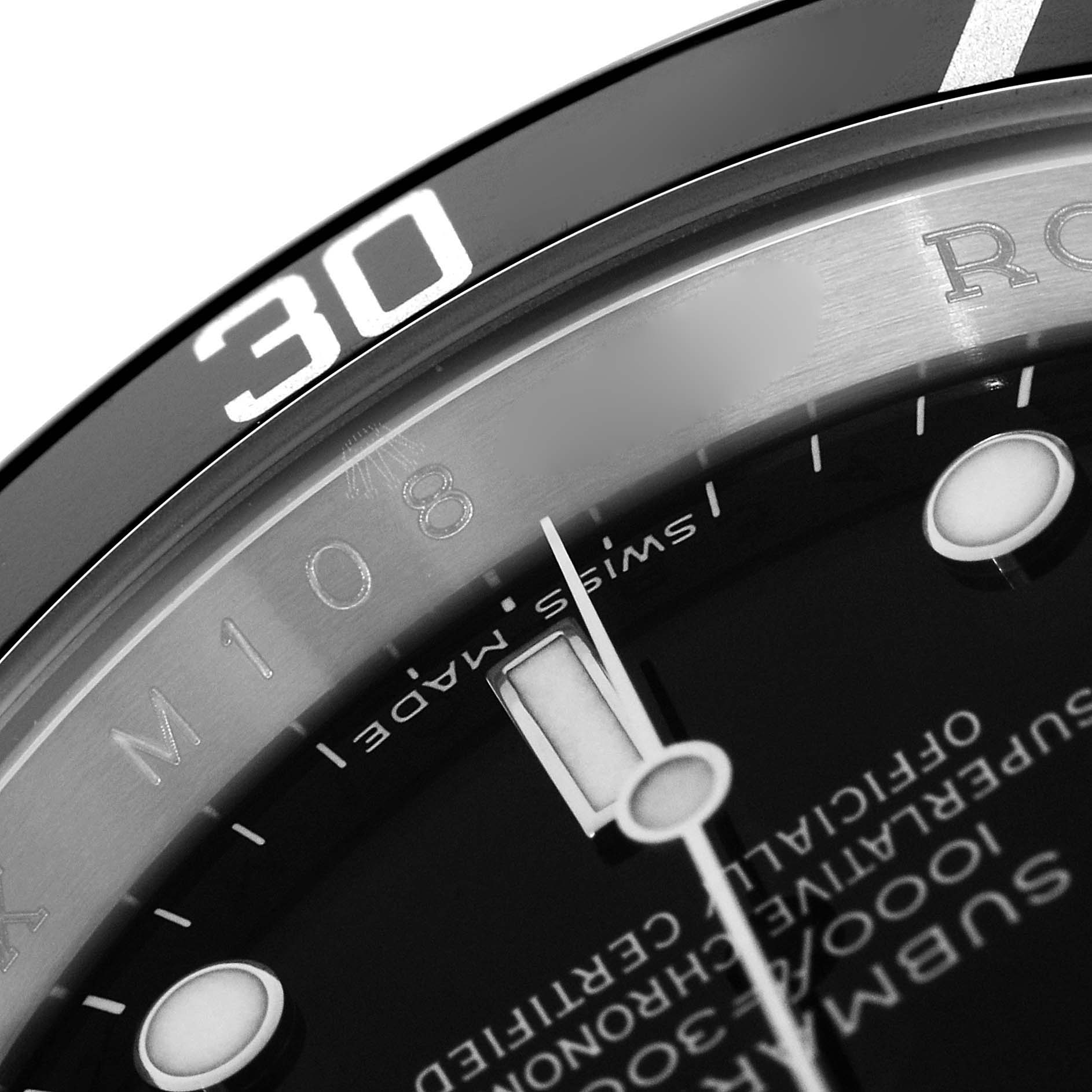 The image shows a close-up of the dial and bezel of a Rolex Submariner 16610 Men's Stainless Steel Black Dial, highlighting the "30" mark and "Swiss Made" text.