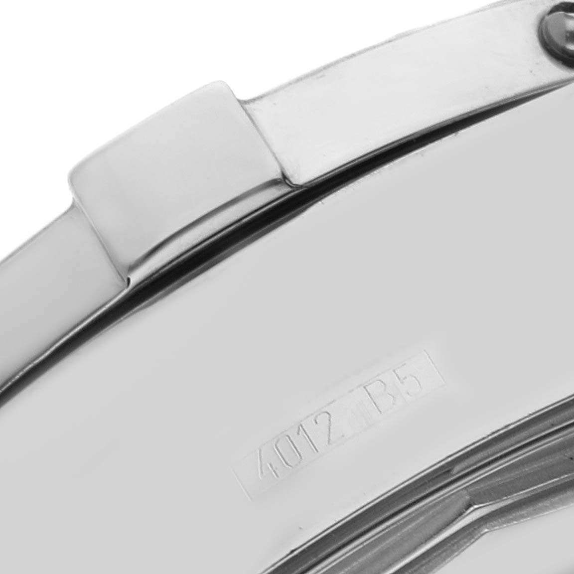 This close-up image shows part of the clasp and bracelet of a Breitling Superocean A13340 Men's Stainless Steel Silver Dial A13340 Men's Stainless Steel Silver Dial watch.