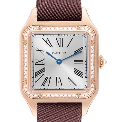 Photo of Cartier Santos Dumont Rose Gold Diamond Mens Watch WJSA0018 Box Card