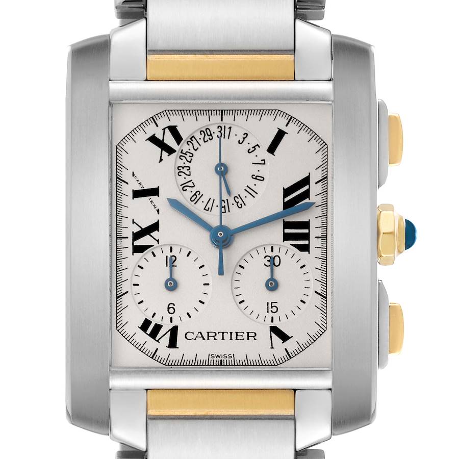 Cartier Tank Francaise Chronograph Steel Yellow Gold Mens Watch W51004Q4 SwissWatchExpo