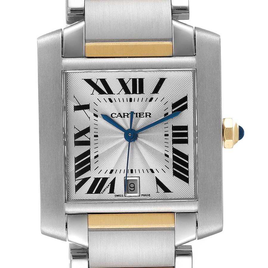 Cartier Tank Francaise Steel Yellow Gold Large Mens Watch W51005Q4 SwissWatchExpo