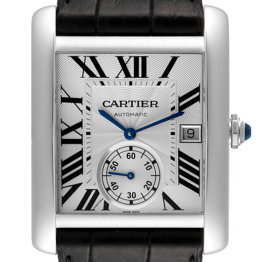 Cartier Tank MC Silver Dial Steel Mens Watch W5330003 Box Papers SwissWatchExpo