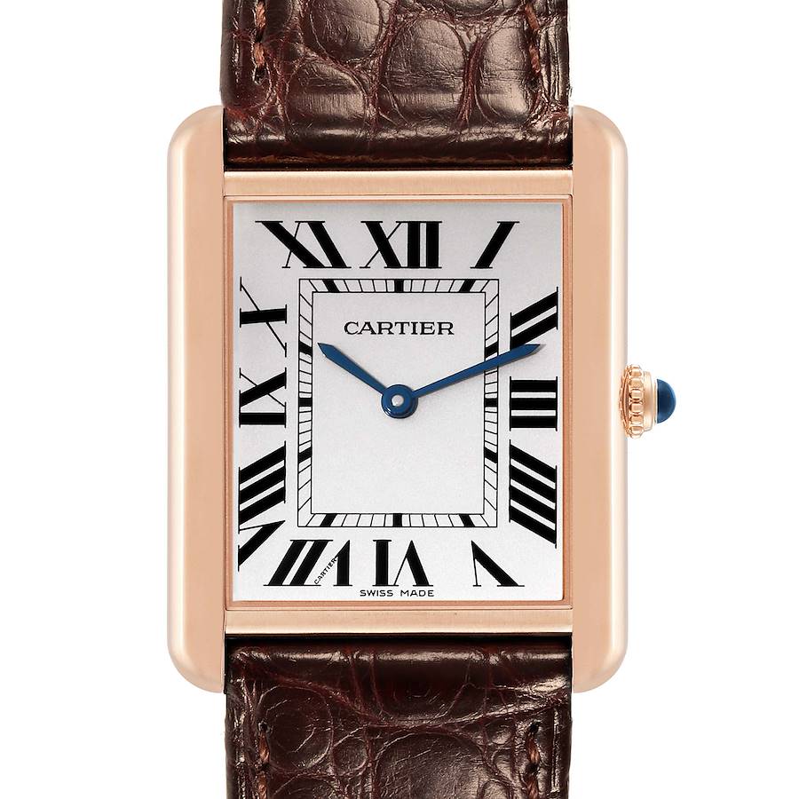 Cartier Tank Solo Large Steel Rose Gold Steel Mens Watch W5200025 Card SwissWatchExpo