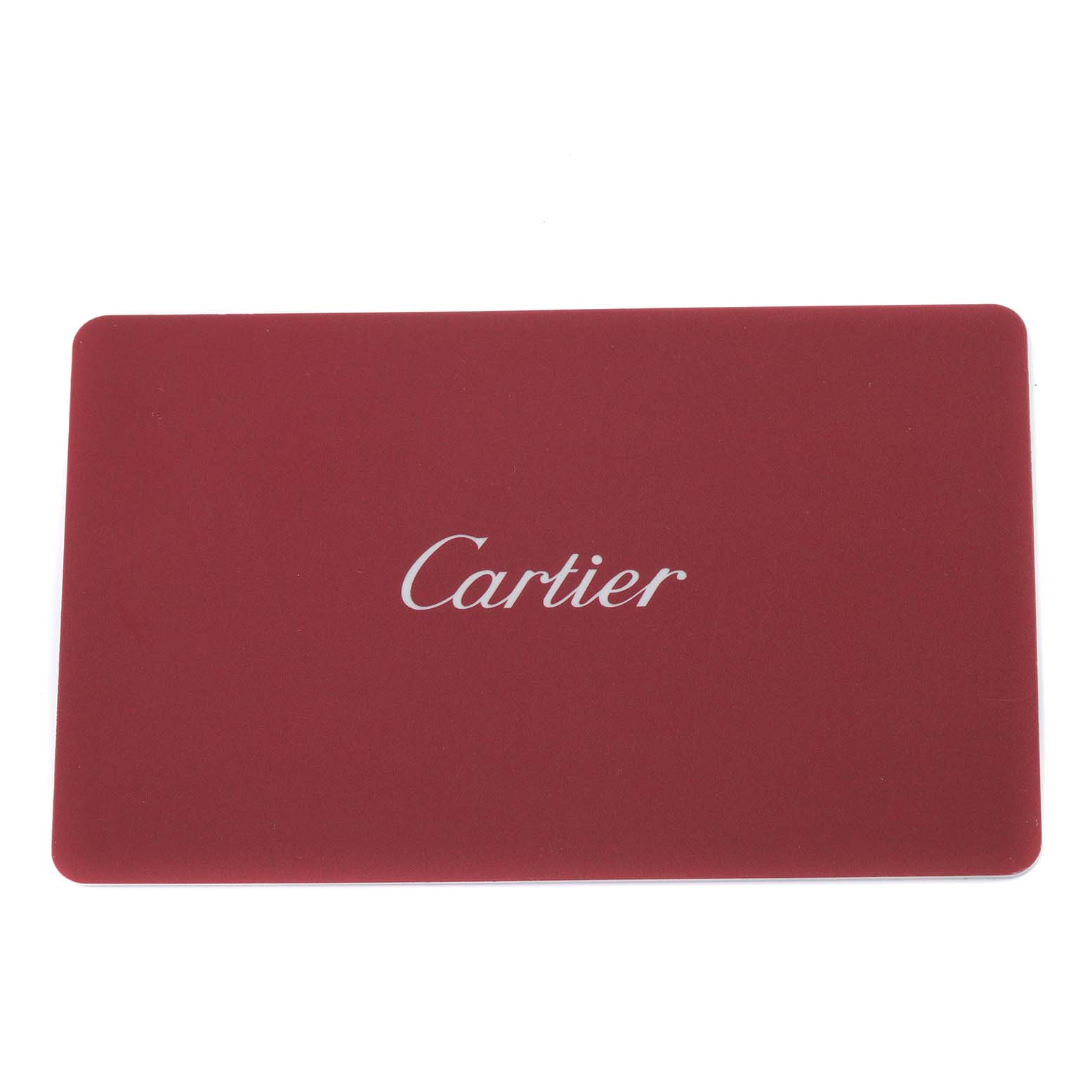 This image shows a Cartier certificate holder from a top-down angle, likely accompanying the Cartier Tank Solo W1018755 Women's Steel and Gold (two tone) Silver Dial W1018755 Women's Steel and Gold (two tone) Silver Dial model watch.