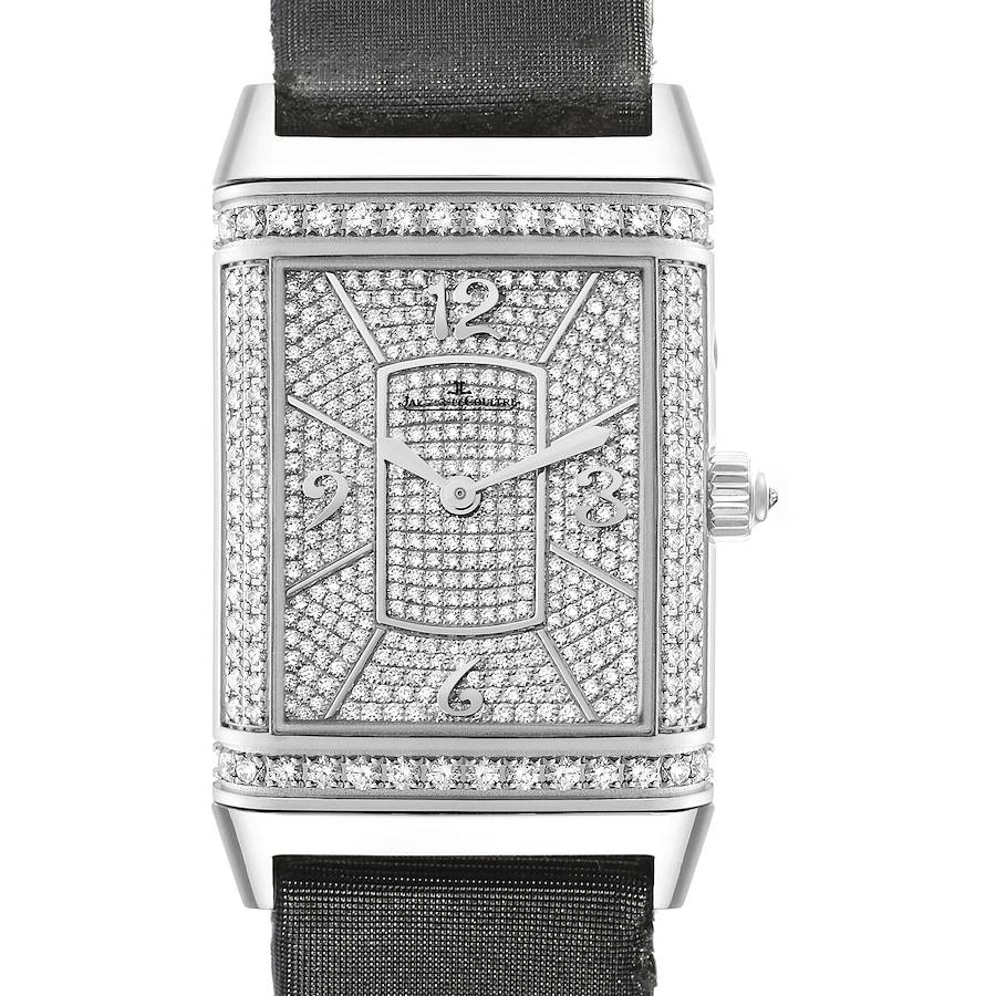 Jaeger LeCoultre Reverso White Gold Diamond Mother of Pearl Ladies Watch 259.3.74 Q3313407 Box Papers SwissWatchExpo