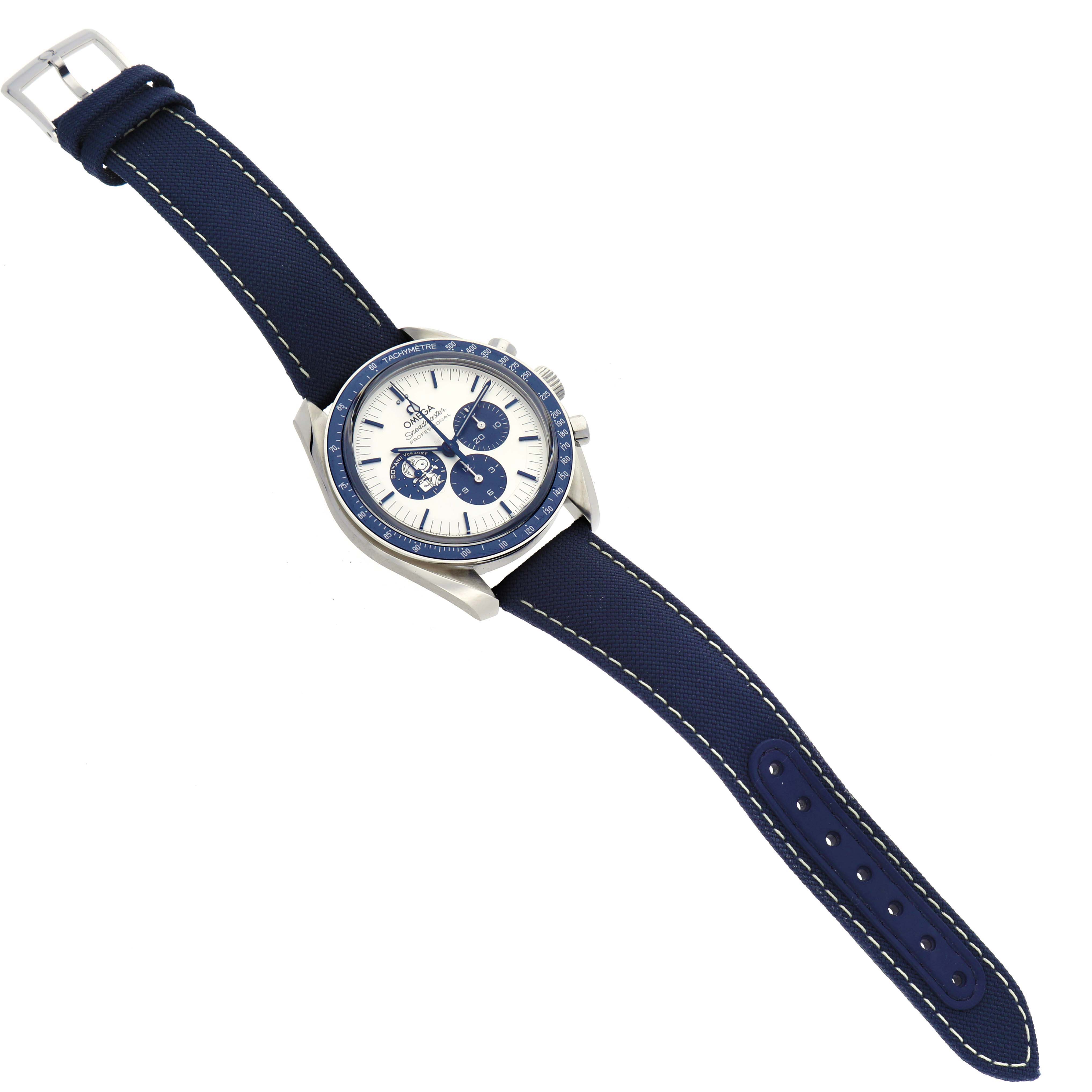 The Omega Speedmaster 310.32.42.50.02.001 Men
s Stainless Steel Silver Dial 310.32.42.50.02.001 Men
s Stainless Steel Silver Dial watch is shown at a slight angle, displaying the dial, bezel, strap, and buckle.