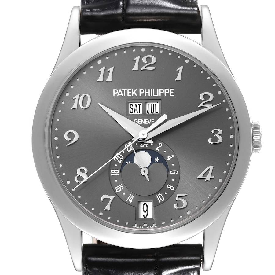 Patek Philippe Complications Annual Calendar White Gold Watch 5396 Box Papers SwissWatchExpo