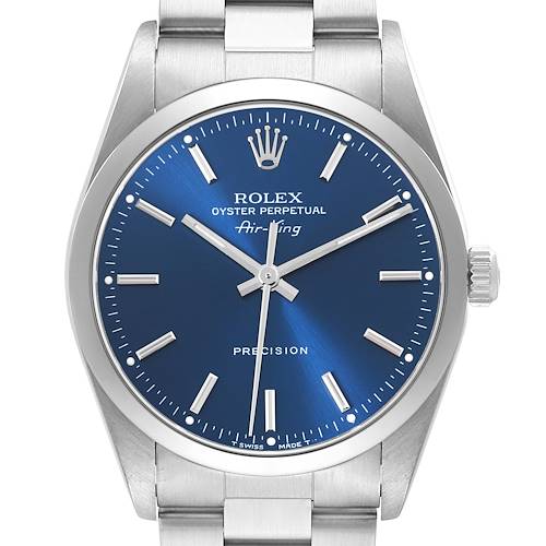 Photo of Rolex Air King 34mm Blue Dial Smooth Bezel Steel Mens Watch 14000