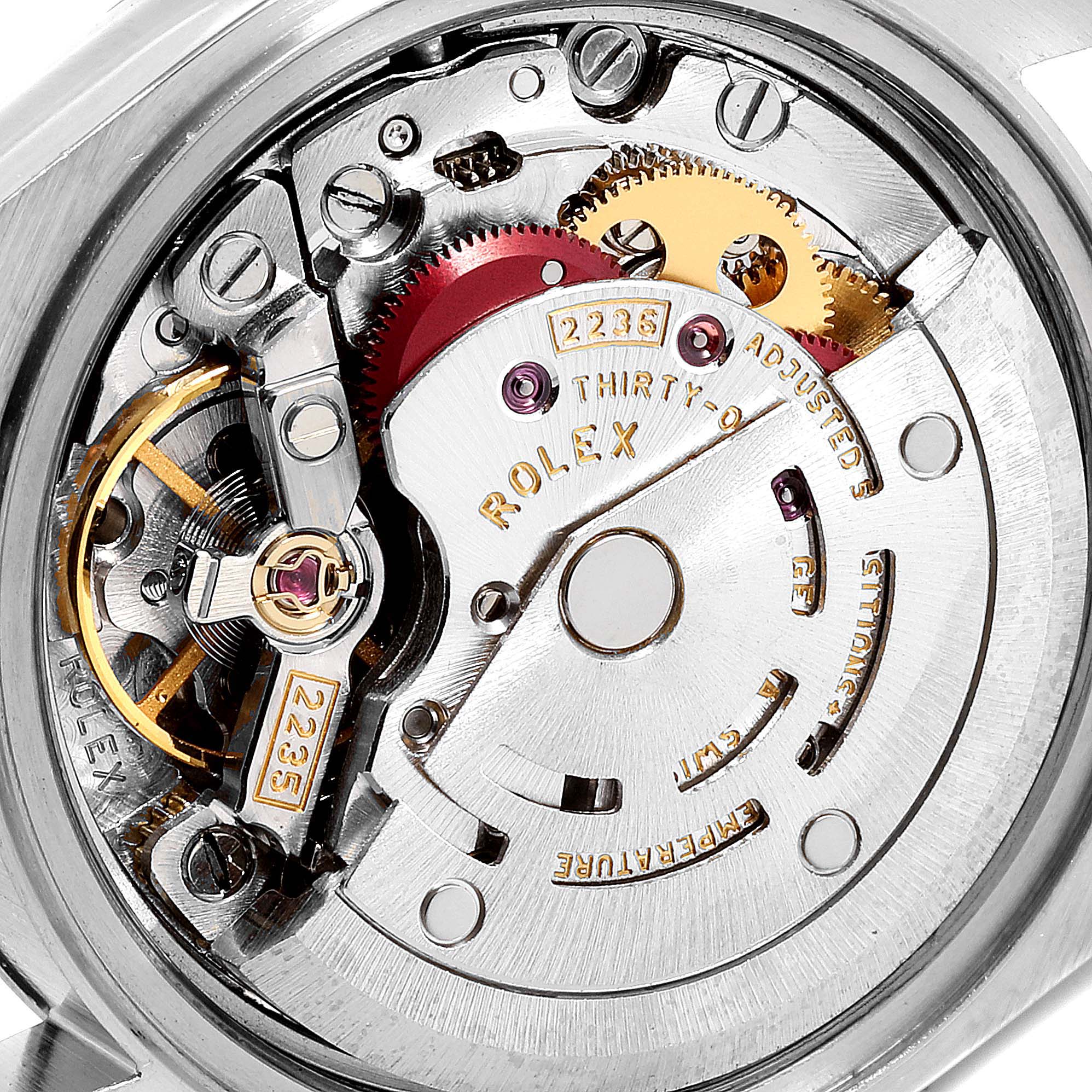 This image shows the internal movement components of a Rolex Datejust 79174 Women's Stainless Steel White Dial 79174 Women's Stainless Steel White Dial watch, viewed from the back.