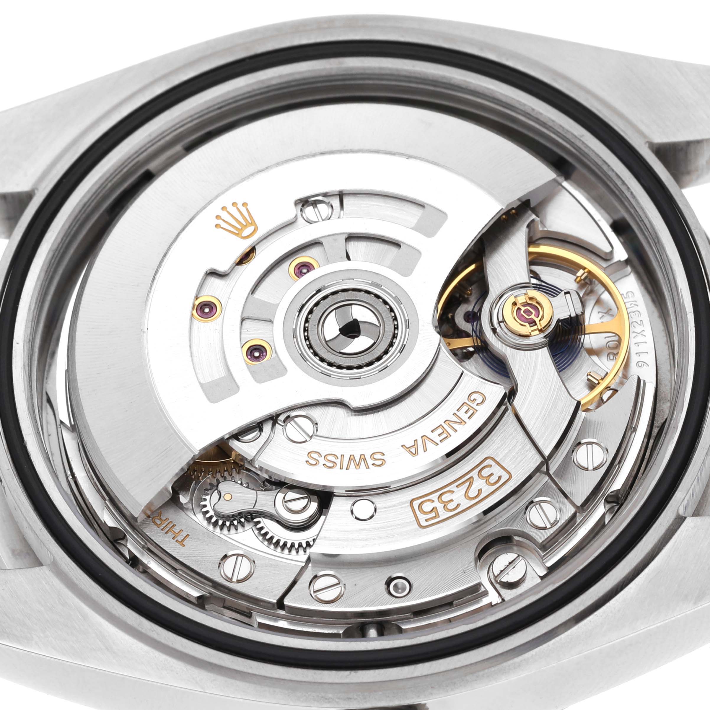 This image shows the detailed internal mechanism of the Rolex Datejust 41 126300 Men's Stainless Steel Grey Dial 126300 Men's Stainless Steel Grey Dial watch, viewed from the back.