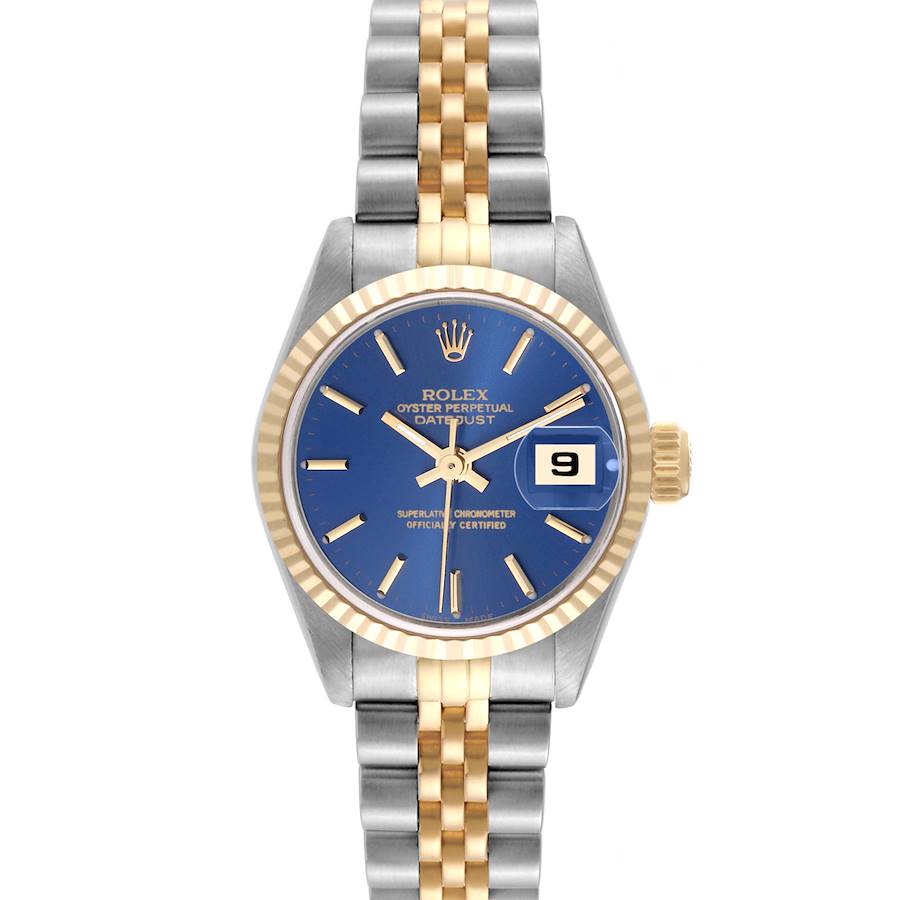 Rolex Datejust Blue Dial Steel Yellow Gold Ladies Watch 69173 SwissWatchExpo