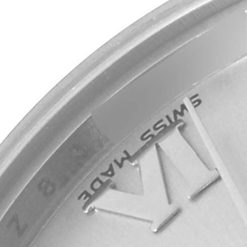 The image shows a close-up of the dial of a Rolex Mid-Size 178240 Women's Stainless Steel Silver Dial 178240 Women's Stainless Steel Silver Dial watch, focusing on the "Swiss Made" marking.