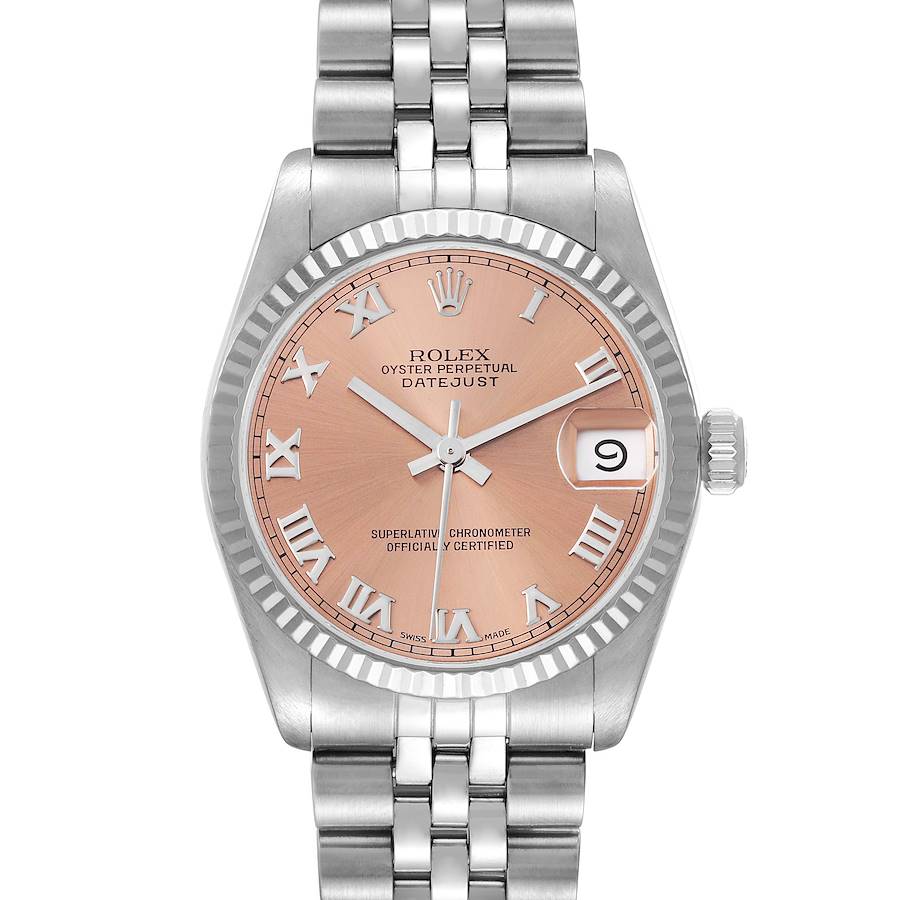 Rolex Datejust Midsize Steel White Gold Salmon Dial Ladies Watch 68274 SwissWatchExpo