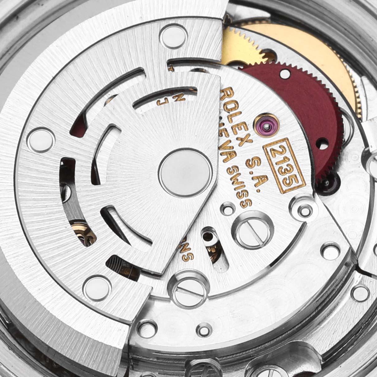 This image shows the intricate movement mechanism of the Rolex Datejust 69174 Women's Stainless Steel Pink Dial 69174 Women's Stainless Steel Pink Dial watch model viewed from the back.