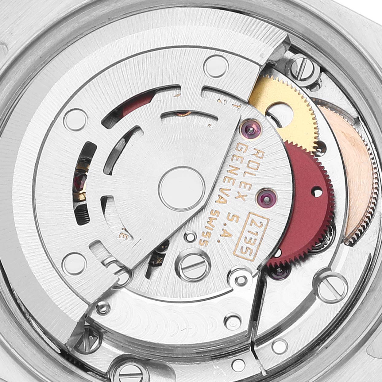 The image shows a close-up of the movement and internal components of a Rolex Datejust 69173 Women's Steel and Gold (two tone) Champagne Dial 69173 Women's Steel and Gold (two tone) Champagne Dial watch.