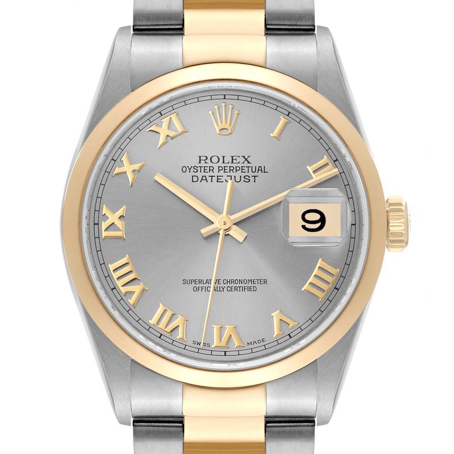 Rolex Datejust Steel Yellow Gold Slate Dial Mens Watch 116203 Box Papers SwissWatchExpo