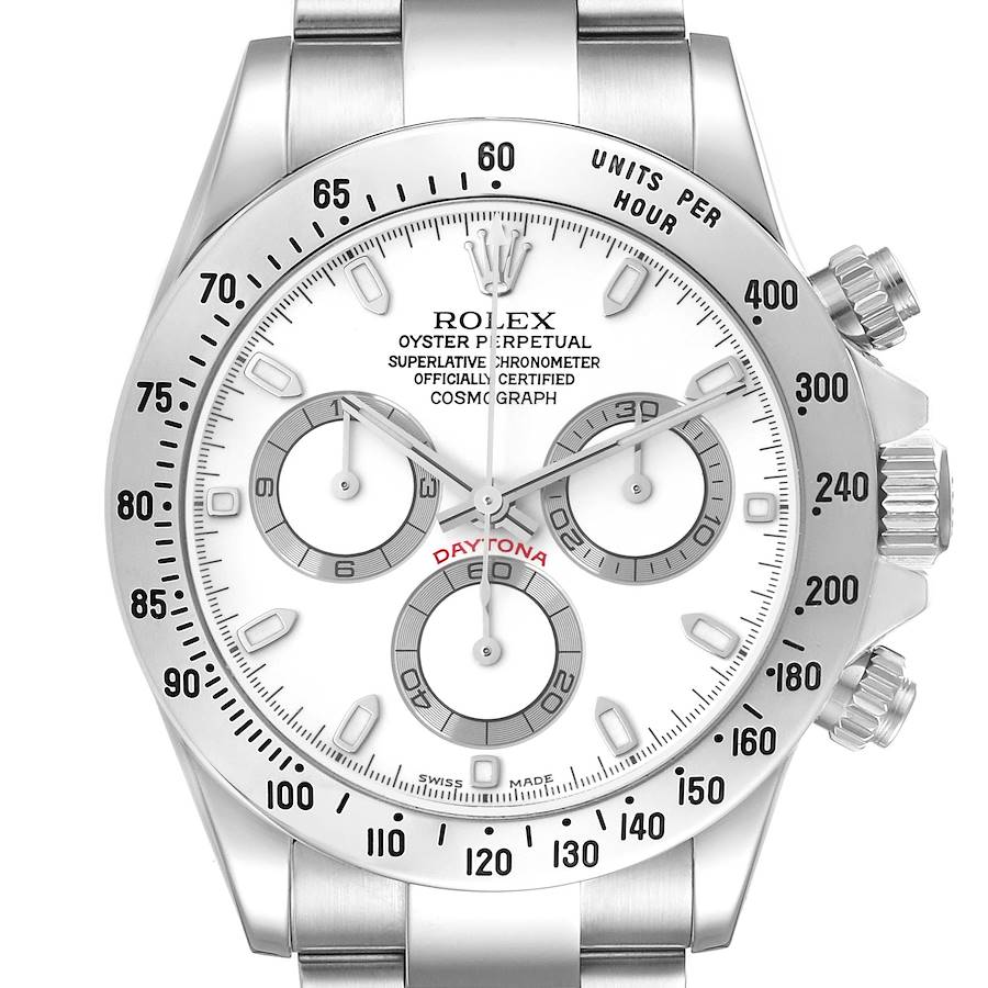 Rolex Daytona Chronograph White Dial Steel Mens Watch 116520 SwissWatchExpo